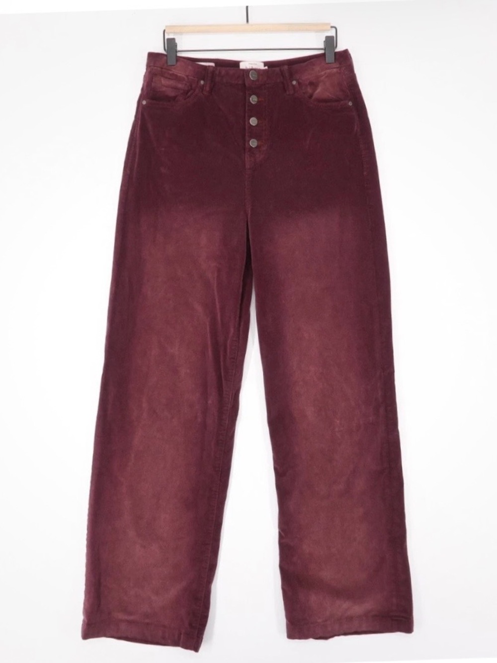 Boheme High-Waist Wide-Leg Corduroy Pants, Burgundy